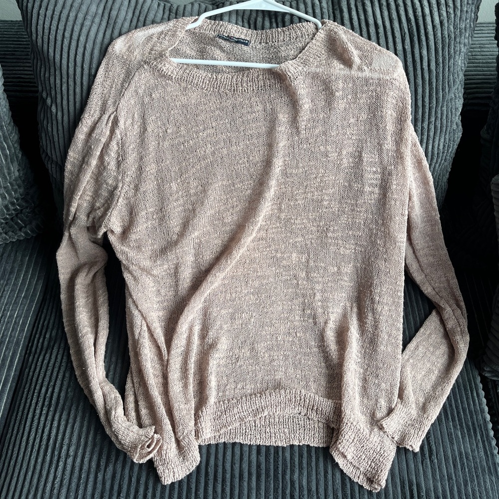 Brandy Melville Light Pink Crew Neck Sheer Sweater